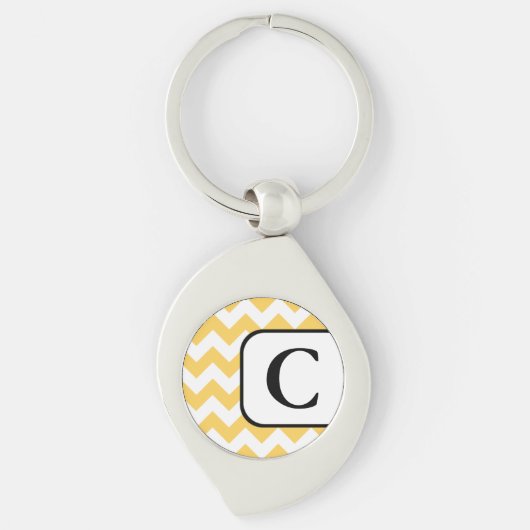 Gele Chevron Monogram Sleutelhanger (Voorkant)