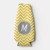 Gele Chevron Monogrammed Bottle Cooler (Voorkant)