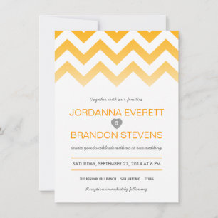 Gele Chevron Ombre Wedding Invitations Kaart