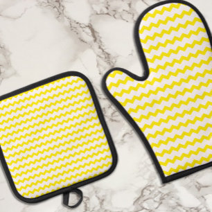 Gele Chevron Ovenwant & Pannenlap Set