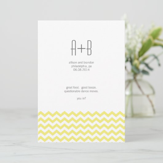 Gele Chevron. Save the Date (Staand voorkant)