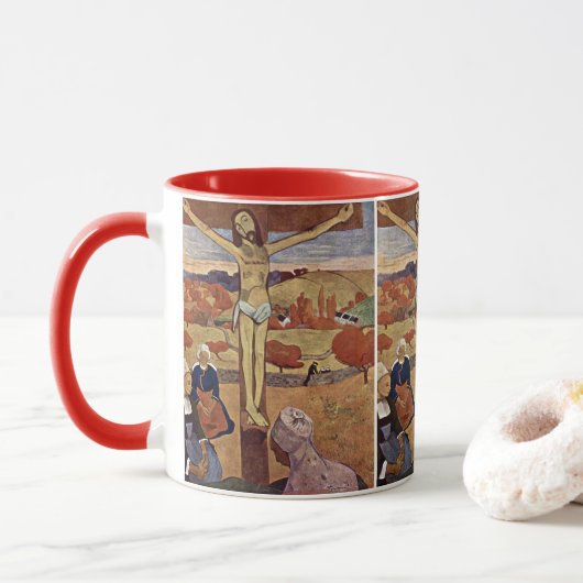 Gele Christus van Paul Gauguin,  Kunst Mok (Met donut)