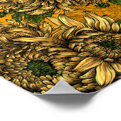 Gele chrysanthemum bloemen poster (Hoek)