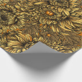 Gele chrysanthemumbloemen en oranje kevers cadeaupapier (Hoek)