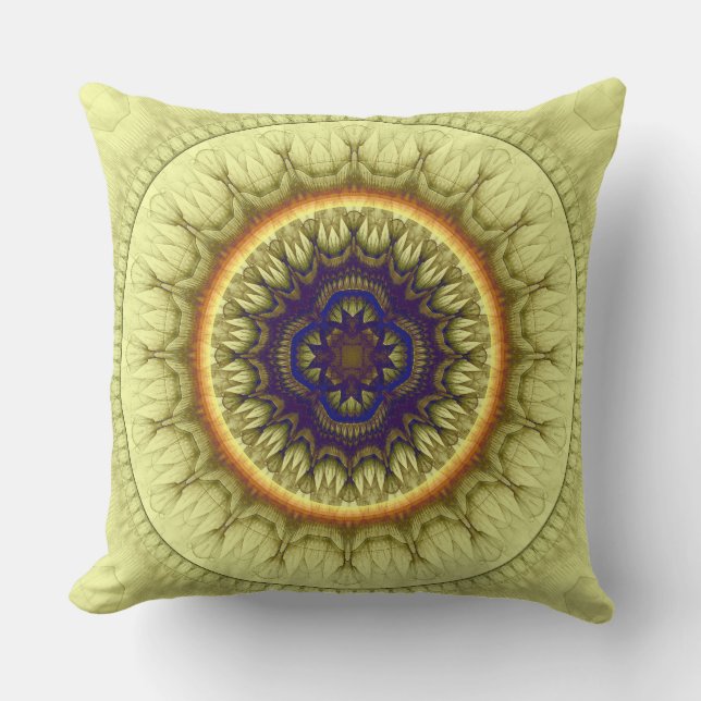 Gele cirkel ornament kussen (Voorkant)