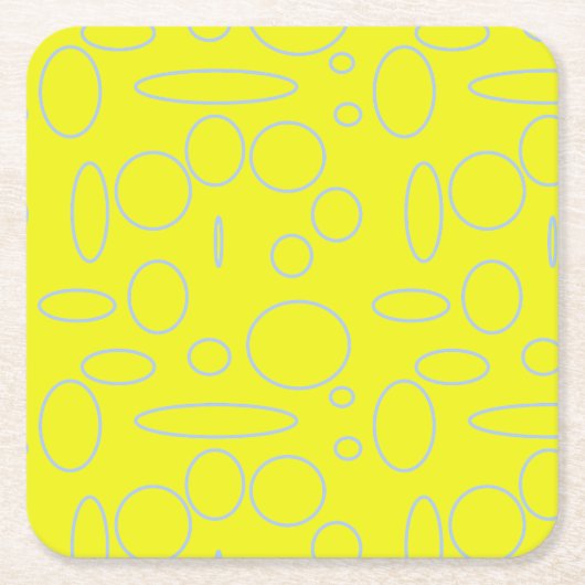 Gele cirkels en lussen Mousepad Vierkante Kartonnen Onderzetter (Voorkant)