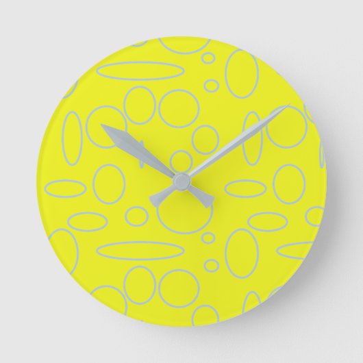 Gele cirkels en lussen wandklok ronde klok (Voorkant)