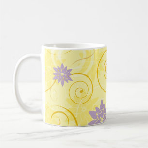 Gele cirkels met Paarse Lotus Flower Pattern Koffiemok