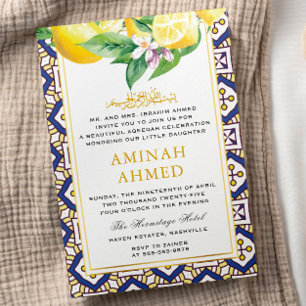 Gele Citroen Bloemen Zomer Islamitische Aqiqa Aqeq Kaart