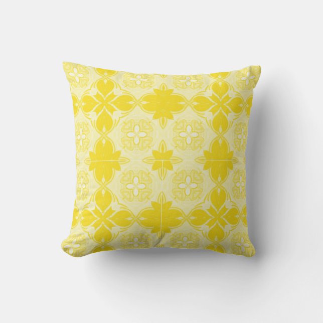 Gele Citroen Sier, Decoratief, Patroon Kussen (Voorkant)