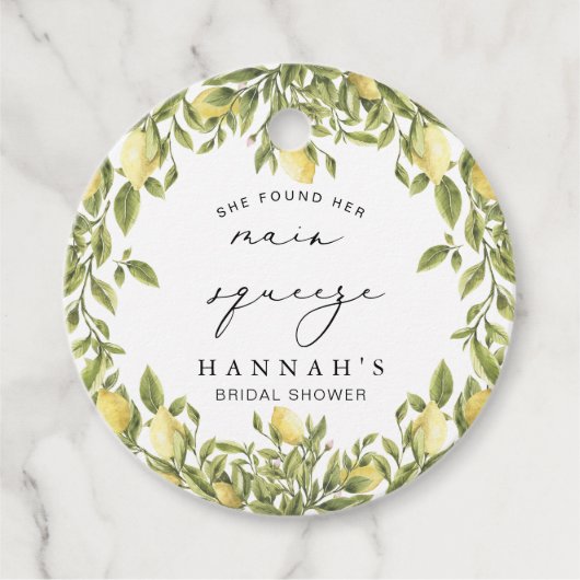 Gele Citroen Sorrento Mediterrane Bruidsdouche Bedankjes Labels (Voorkant)