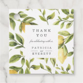 Gele citroenen en loof chic Dank u bruiloft Bedankjes Labels (Voorkant)