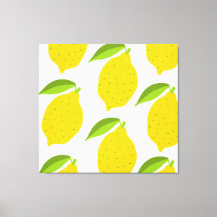 Gele citroenen, naadloos artistiek patroon. canvas afdruk