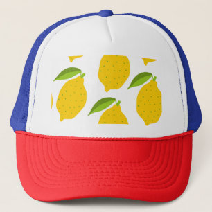 Gele citroenen, naadloos artistiek patroon. trucker pet