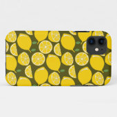 Gele citroenen & olijfgroene patroon: moderne citr Case-Mate iPhone case (Achterkant (horizontaal))
