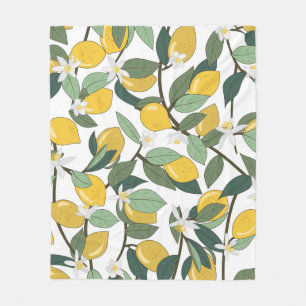 Gele citroenen, tropische naadloze print. fleece deken