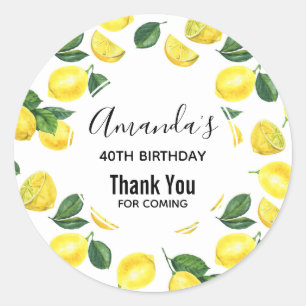 Gele citroenen Waterverf Fruit Pattern Party Ronde Sticker