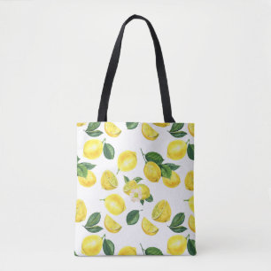 Gele citroenen waterverf fruitpatroon draagtas
