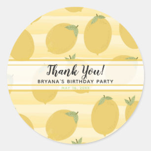 Gele Citroenen Zomer Fruit Aquarel Streep Favoriet Ronde Sticker