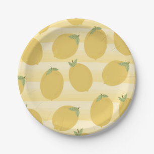 Gele citroenen zomerfruit aquarel streep feest papieren bordje