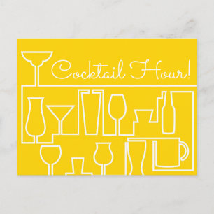 Gele cocktailparty briefkaart