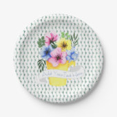 Gele container met pasteelpanelen papieren bordje (Voorkant)