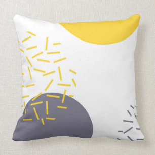 Gele, coole, moderne, trendmatige geometrische kun kussen