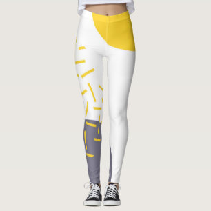 Gele, coole, moderne, trendmatige geometrische kun leggings