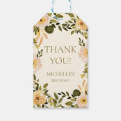Gele Cream Floral Greenery Birthday Dank u Cadeaulabel (Achterkant)