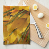 Gele Crocus flavus - Goudgele bloemen deur Theedoek (Quarter Fold)