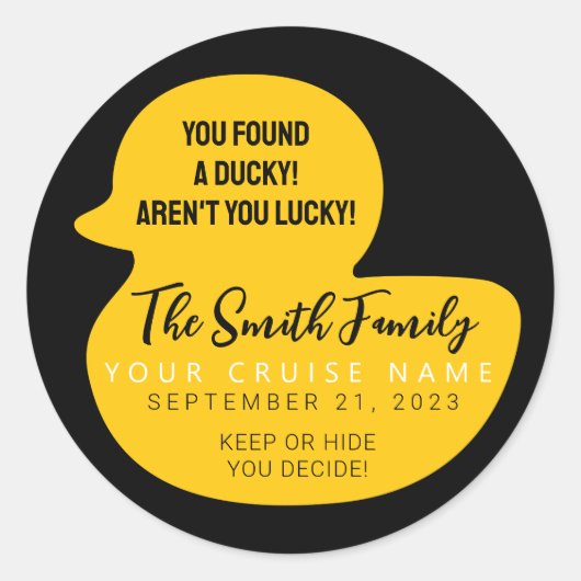 Gele Cruise Duck Ronde Sticker (Voorkant)