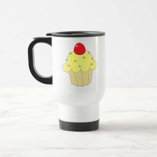 Gele cupcake reisbeker (Links)