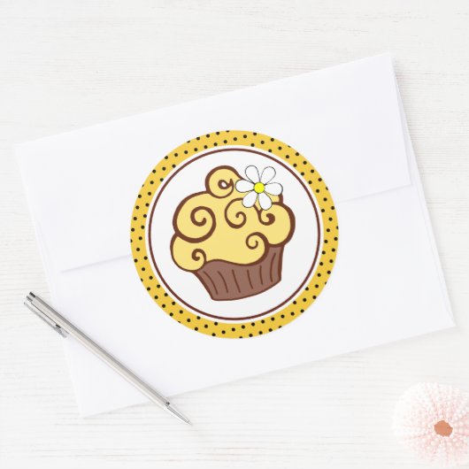 Gele Cupcake Stickers (Envelop)