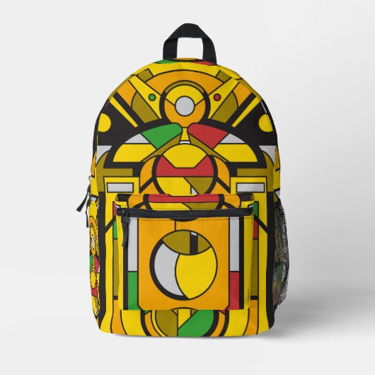 Gele Cyberpunk Bedrukte Rugzak (Voorkant)