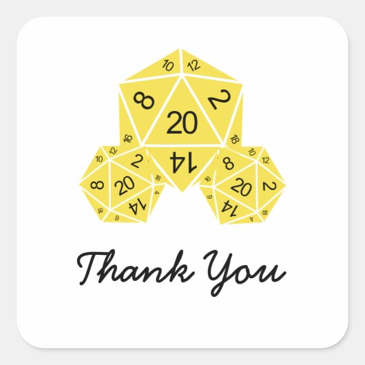 Gele D20-desktop Dank u Stickers (Voorkant)