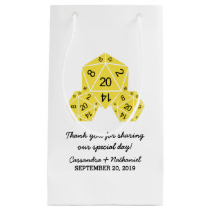 Gele D20-dice Wedding Gift Bag Klein Cadeauzakje