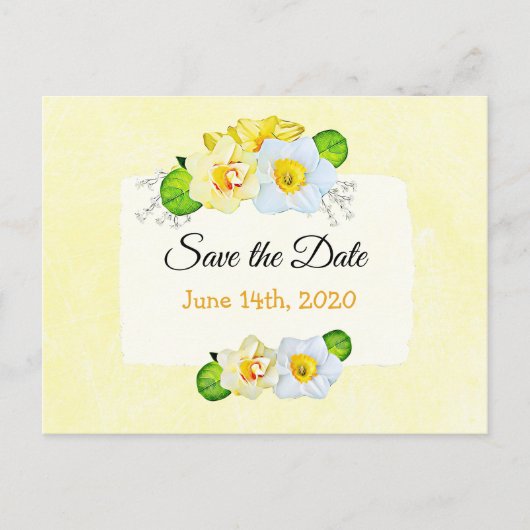  gele Daffodil Flowers Save the Date Briefkaart (Voorkant)