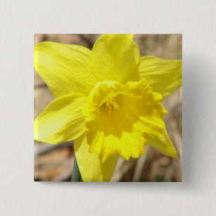 Gele Daffodil Flowers Square Pin Vierkante Button 5,1 Cm