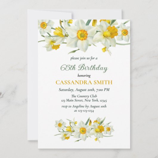 Gele Daffodil Lente Rustieke Bloemen Verjaardag Kaart (Voorkant)