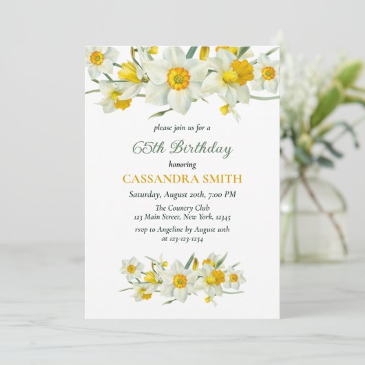 Gele Daffodil Lente Rustieke Bloemen Verjaardag Kaart (Staand voorkant)