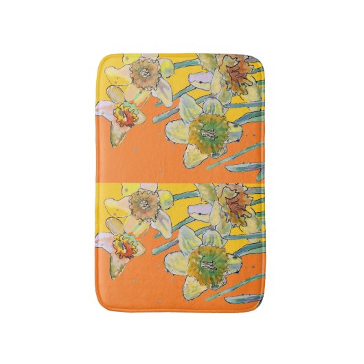 Gele Daffodil narcissen bloembloem sinaasappel Badmat (Voorkant Verticaal)