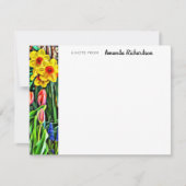Gele Daffodil Roze Tulp Flat Note Card Notitiekaartje (Voorkant)