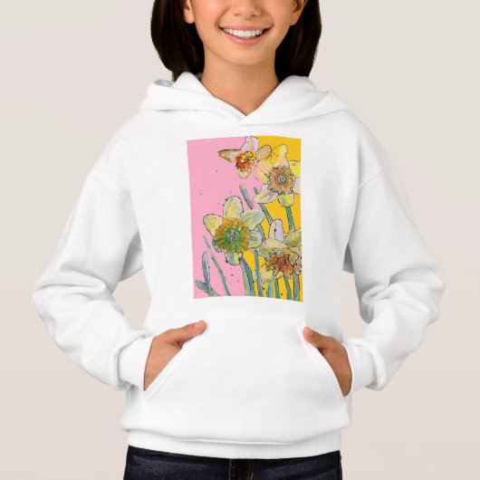 Gele Daffodil waterverf art Girls T Shirt (Voorkant)