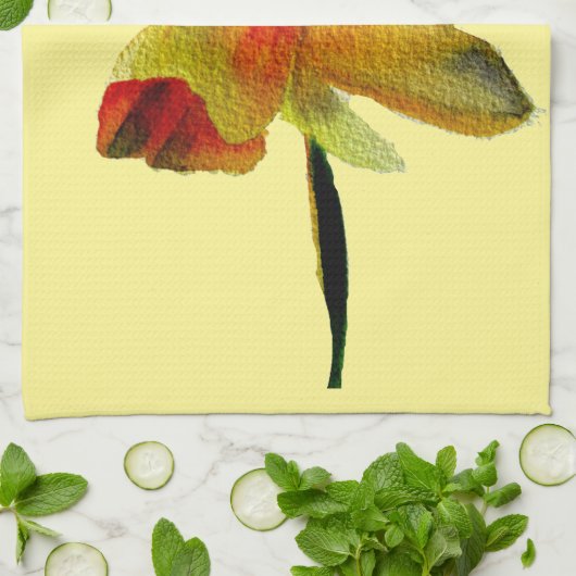 Gele Daffodil waterverf art Spring Flower Theedoek (Gevouwen)