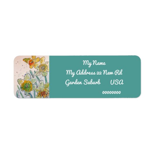Gele Daffodil Waterverf Return Address Labels (Voorkant)