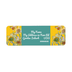 Gele Daffodil Waterverf Return Address Labels