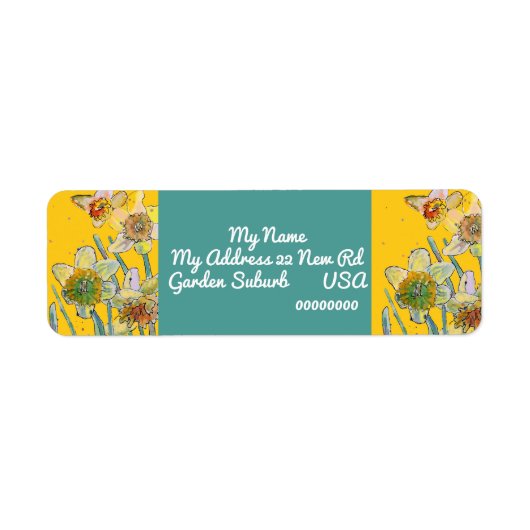 Gele Daffodil Waterverf Return Address Labels (Voorkant)