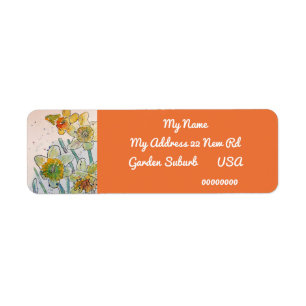 Gele Daffodil Waterverf Return Address Labels