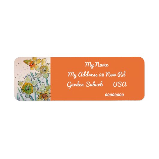 Gele Daffodil Waterverf Return Address Labels (Voorkant)