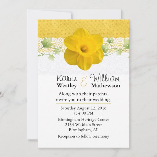  Gele Daffodil Weddenschap Kaart (Voorkant)